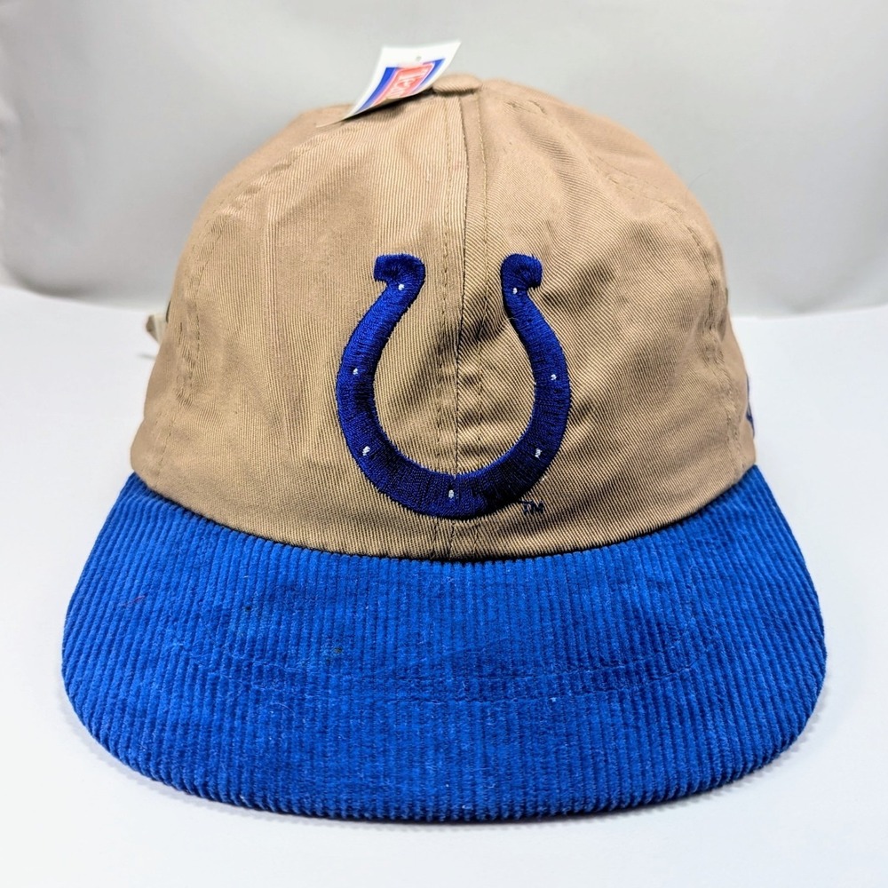 Vintage Indianapolis Colts 90s NFL Suede Brim Logo Strapback Hat New NWT